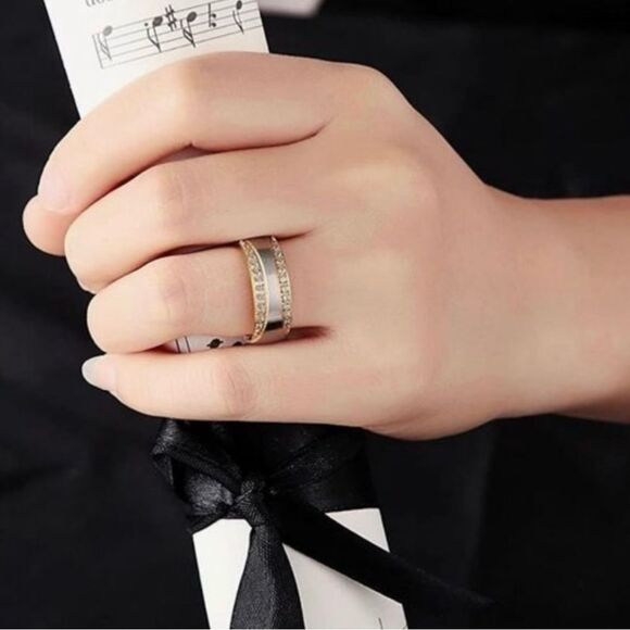 Cubic Zirconia Stainless Steel Ring - Picture 3 of 5